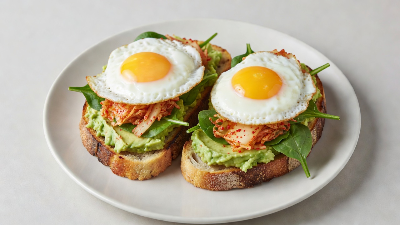 Kimchi Avocado Egg Toast